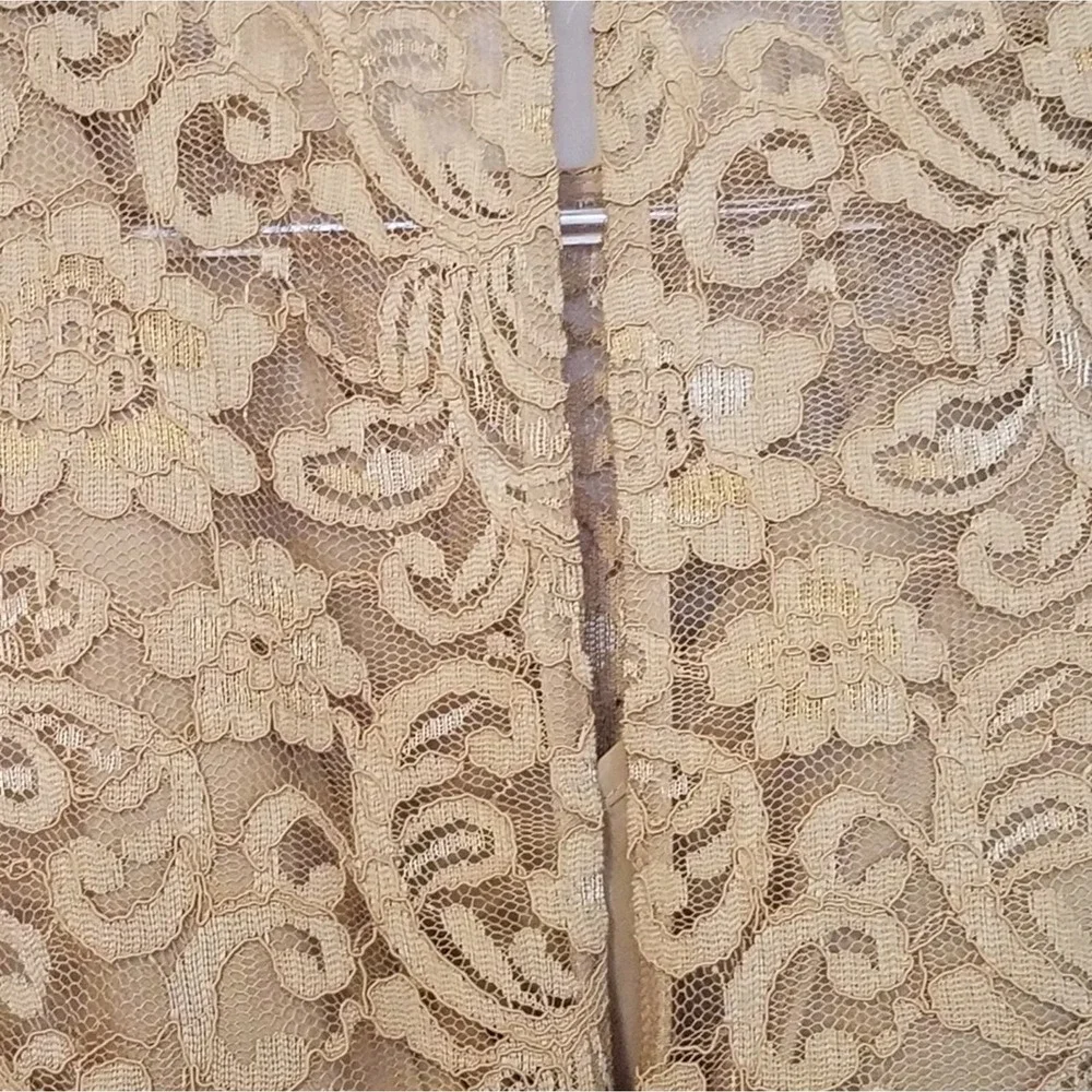 Nanette Lepore Gold Lace Dress Size 2 - Picture 6 of 8